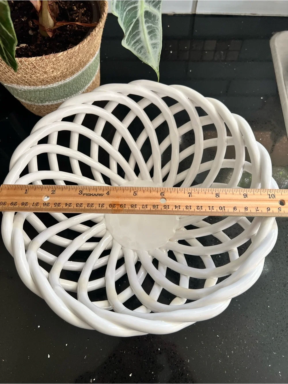 Pier 1 White Ceramic Woven Bowl